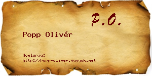 Popp Olivér névjegykártya
